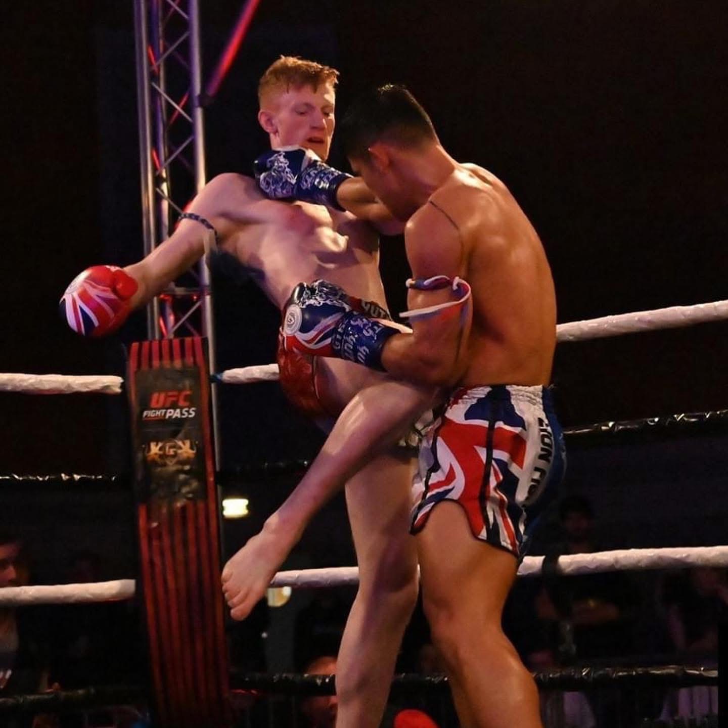 Alex MacGregor landing a high kick on UFC Fight Pass event